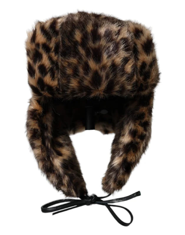 Dolce & Gabbana multi Leopard Fur Trapper Women Women's Hat