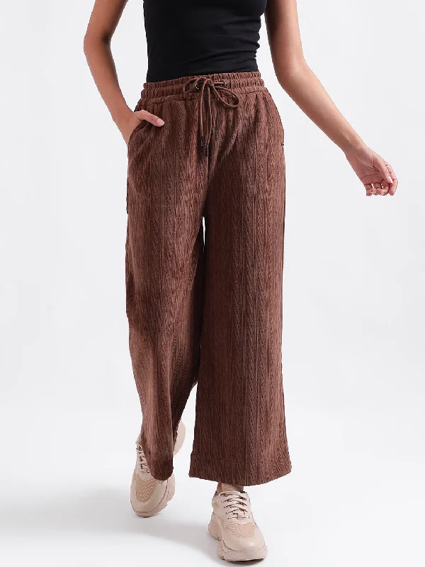 Elle Women Brown Solid Relaxed Fit Sweatpant