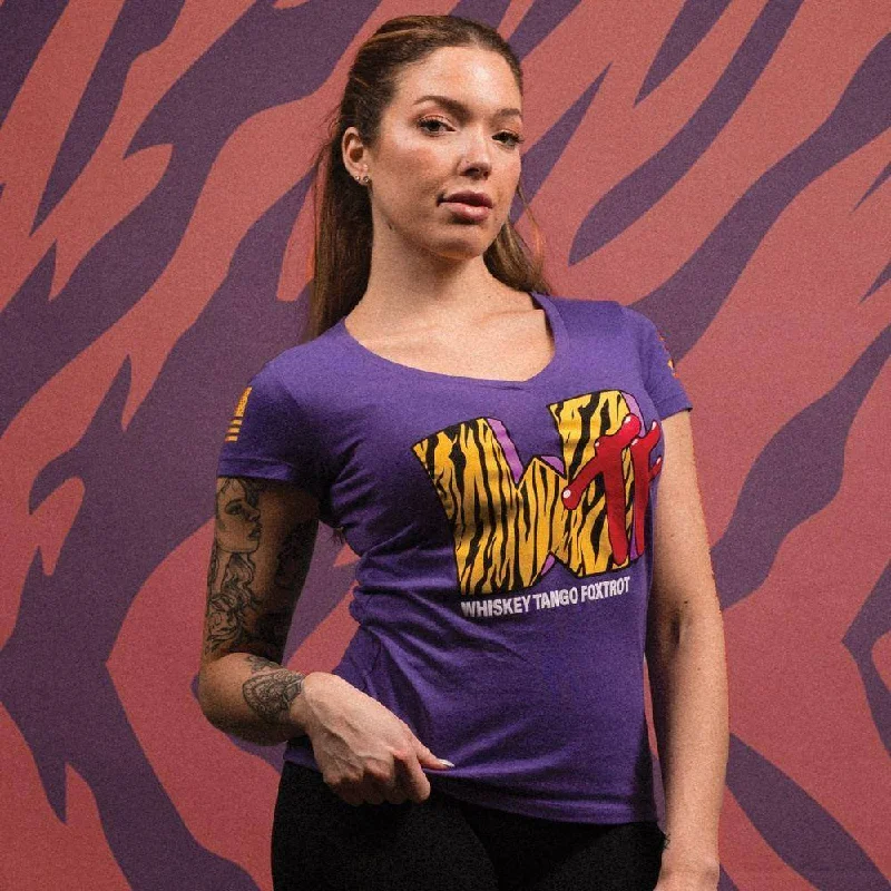 Women's WTF Television V-Neck - Purple Rush