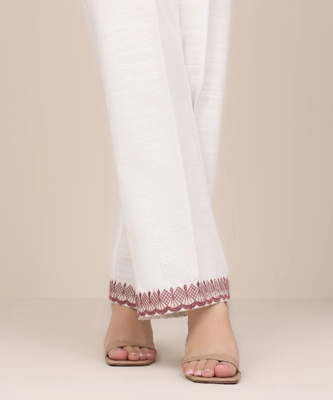 Embroidered Khaddar Straight Pants