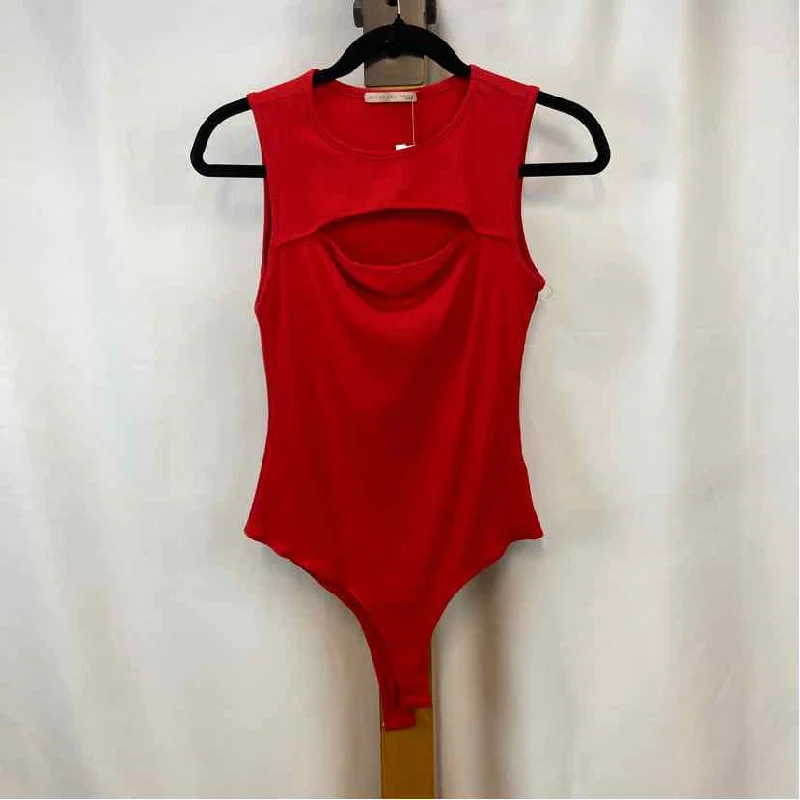 Active USA Women's Size M Red Solid Tank