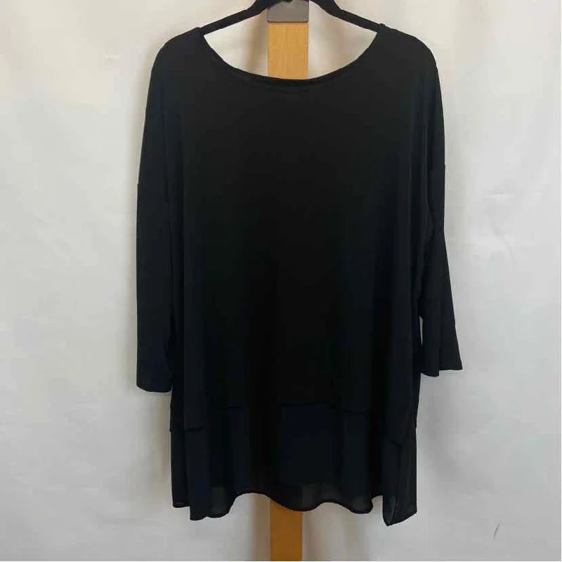 Chico's Women's Size 1X Black Solid Long Sleeve Shirt