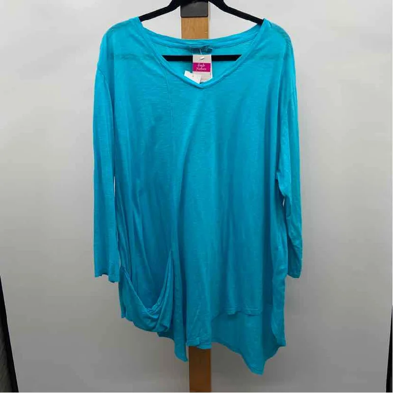 Fresh Produce Women's Size 1X Blue Solid Tunic