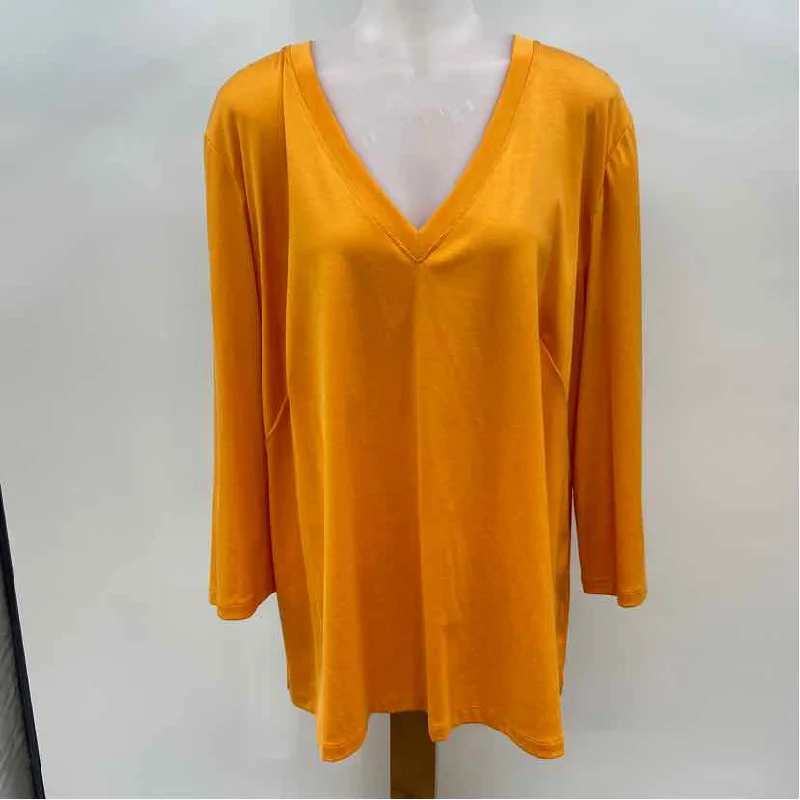 Lafayette 148 Women's Size 3X Orange Solid Long Sleeve Shirt