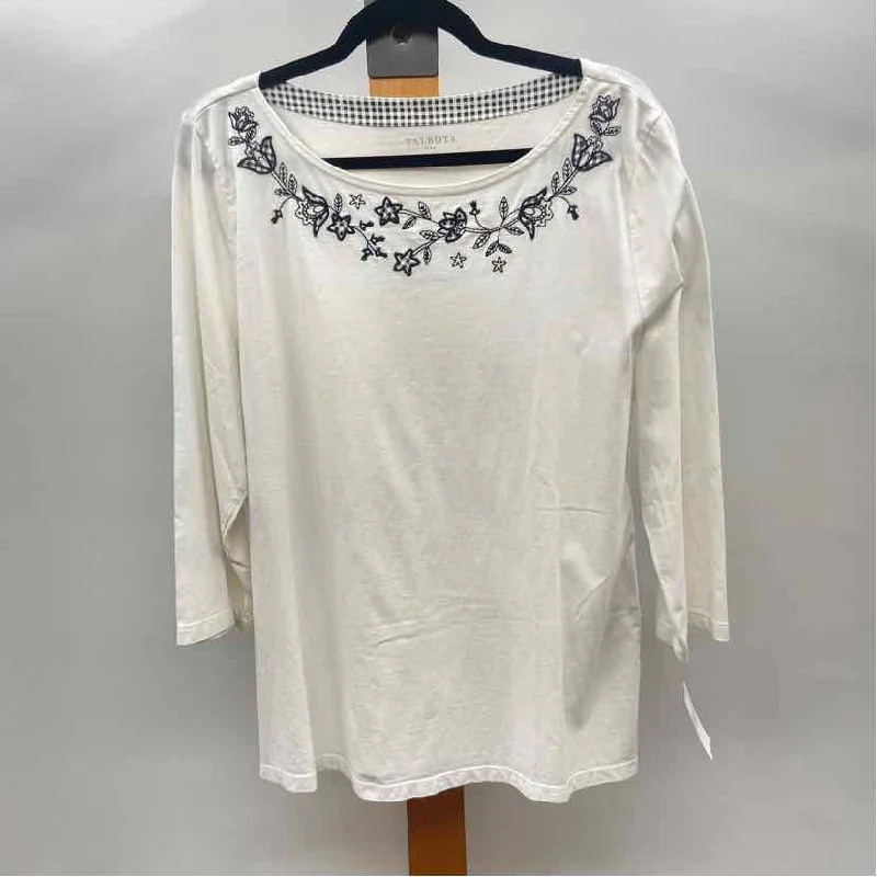 Talbots Women's Size XL White Embroidered Long Sleeve Shirt