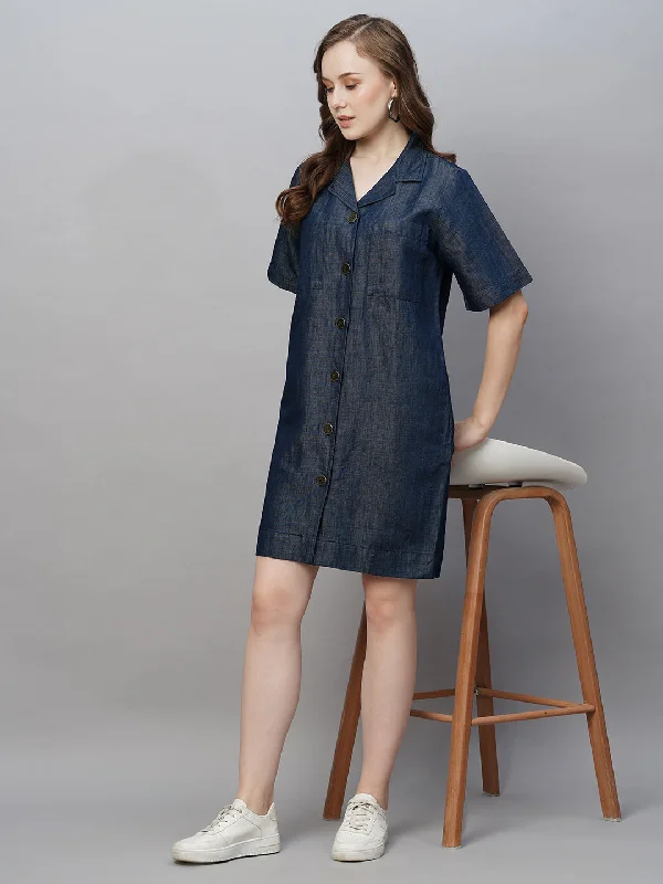 Women's Denim Cotton Linen Regular Fit Dress