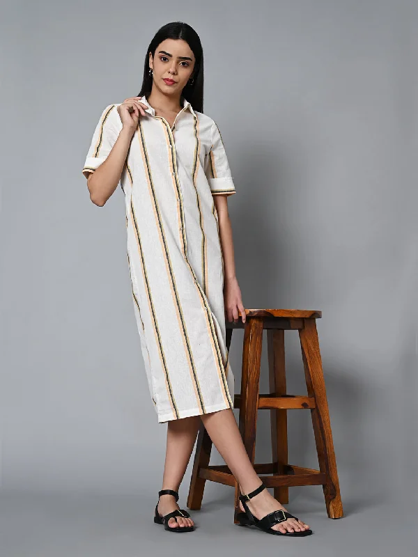 Women's Natural Cotton Linen Regular Fit Dress