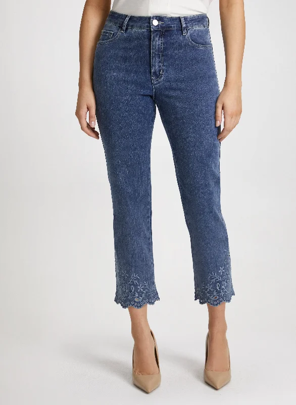 Embroidered Straight Leg Jeans