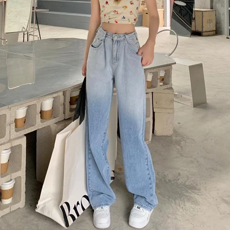 Amy Fashion - High Waisted Casual Streetwear Gradient Jeans