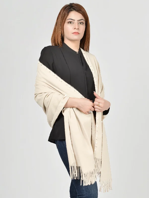 Pearled Shawl - Off White