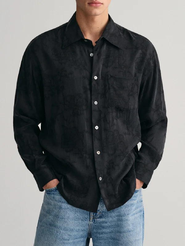 Gant Black Fashion Printed Relaxed Fit Shirt