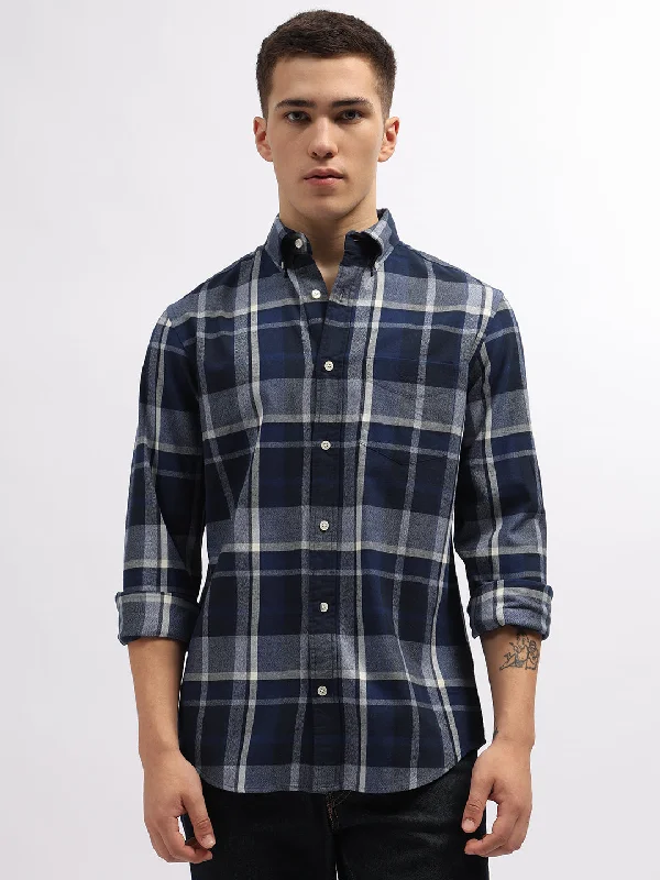 Gant Blue Fashion Checked Regular Fit Shirt