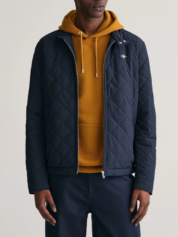 Gant Men Blue Solid High Neck Jacket