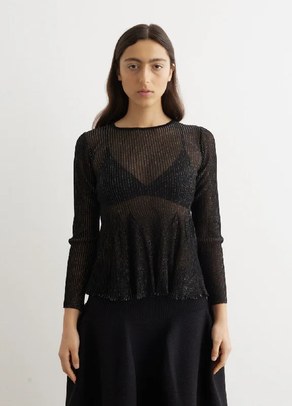 Hypha Lucent Glitter Long Sleeve Flare Top