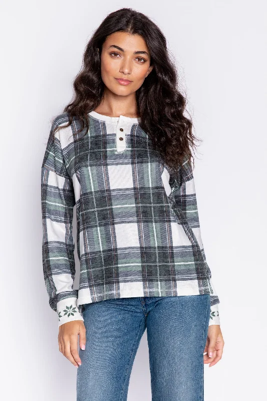 Plaid Henley Jammie Top