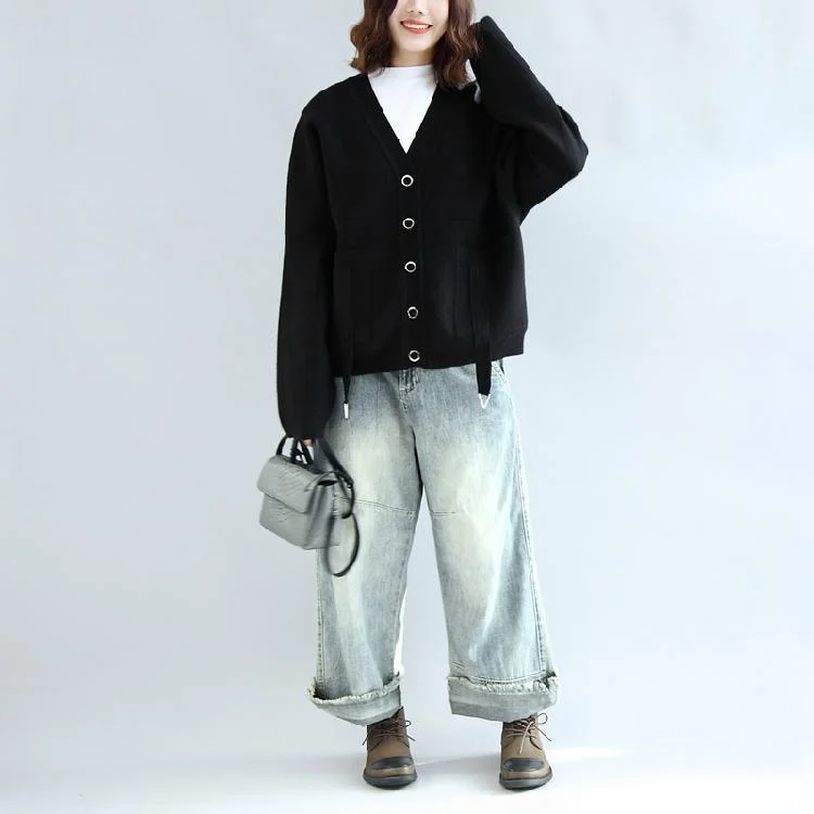 2021 Warm Black Batwing Knit Tops Oversize Casual Cotton Sweaters Coats Casual