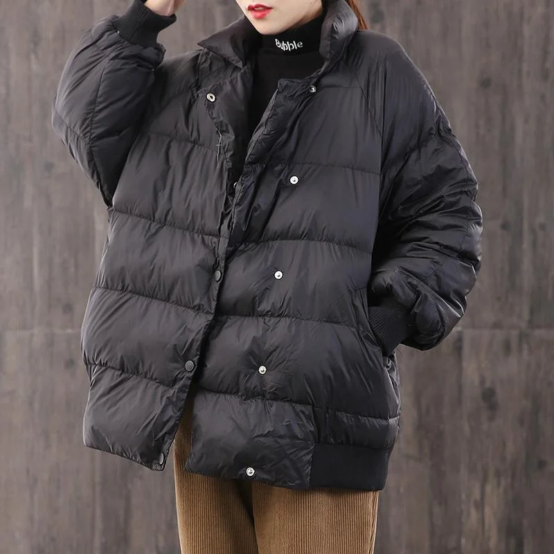 2019 black goose Down coat trendy plus size dark buckle winter jacket stand collar New Jackets