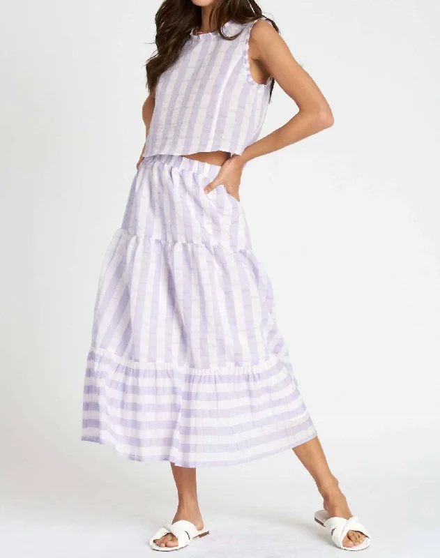 Aviana Top And Skirt Set In Lavender Striped