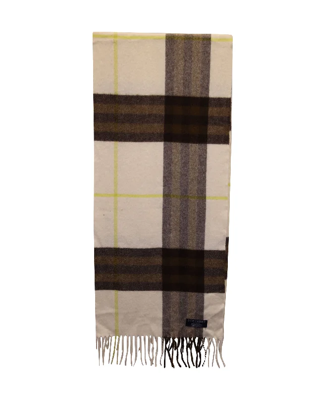 Burberry Check Fringed Scarf in Multicolor Cashmere