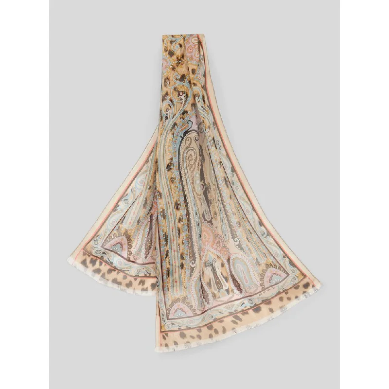 Cheetah Print Scarf With Paisley Designs