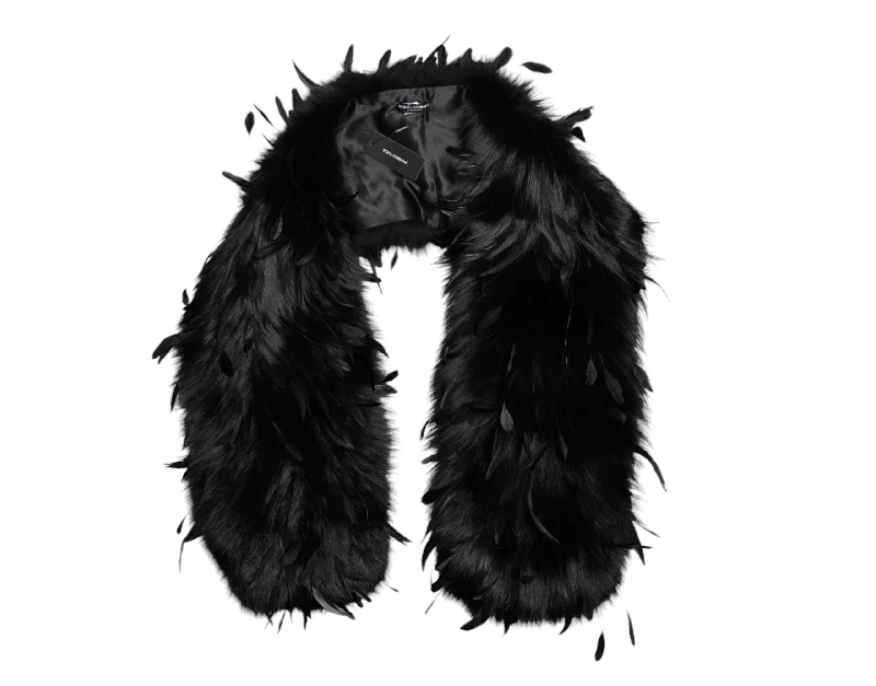 Dolce & Gabbana  Fox Rooster Feathers Neck Warmer Women's Scarf