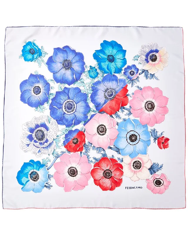 Ferragamo Anemone Print Silk Scarf