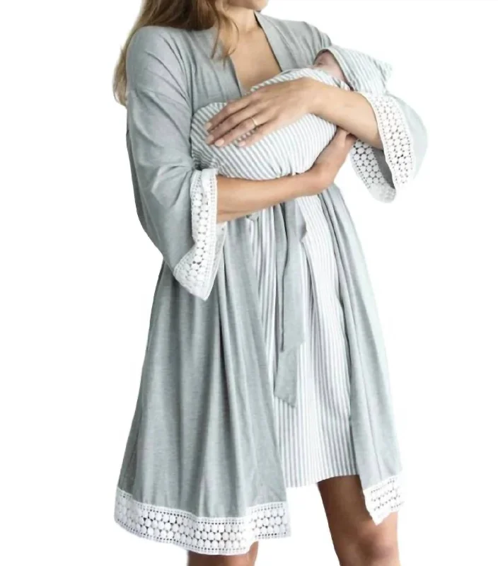 Nursing Loungewear + Layette Set In Light Gray