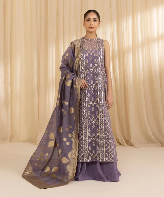 3 Piece -  Embroidered Organza Suit