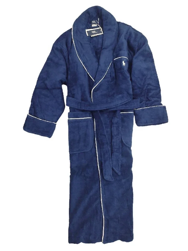 Women's Essentials Cotton Robe In Navy