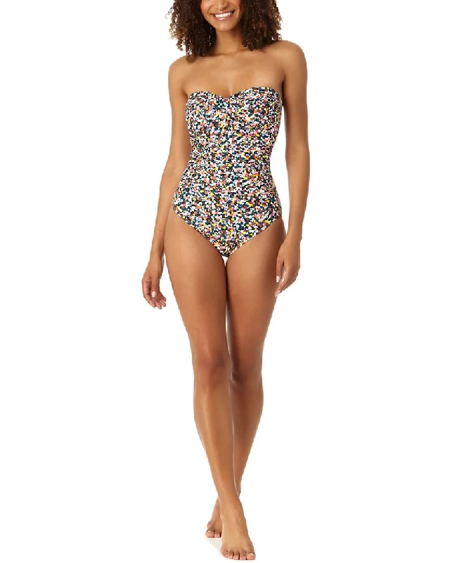 Anne Cole Twist Front Shirred Bandeau One-Piece