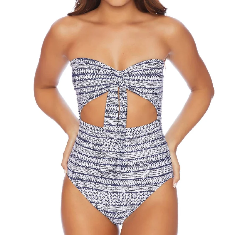 Cut Out Lace Back One Piece Swimsuit In Nautical By Nature Navy