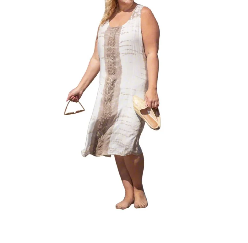 Sunniva Print Sleeveless Sundress - Plus Size In Champagne