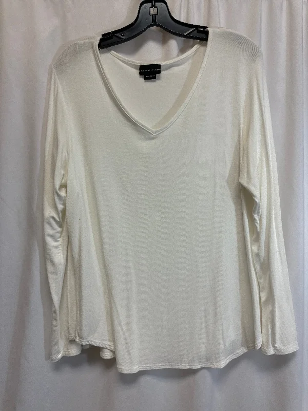 Top Long Sleeve By Adrienne Vittadini In White, Size: L