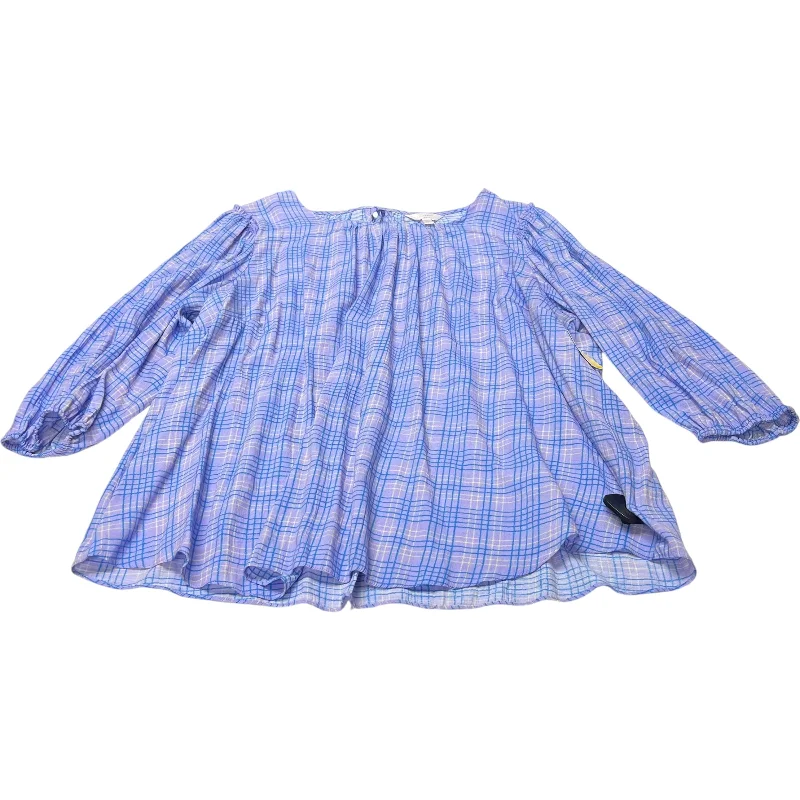 Top Long Sleeve By Lc Lauren Conrad In Blue, Size: 3x