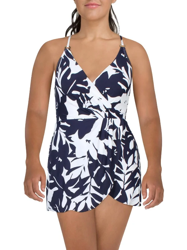 Womens Printed Nylon One-Piece Swimsuit