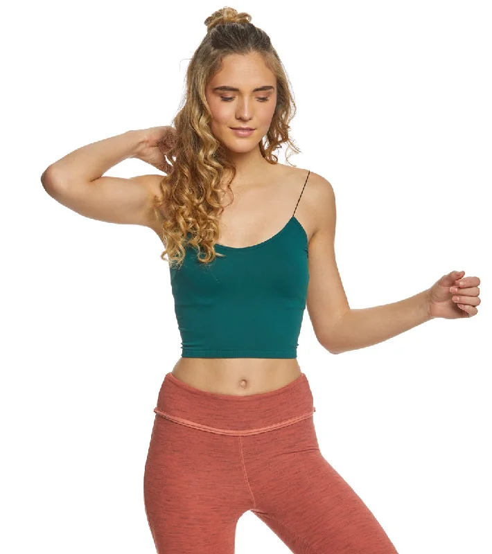 Free People Seamless Skinny Strap Crop Top Green