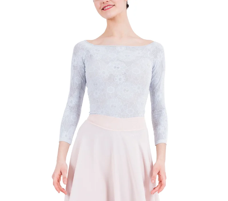 Long sleeves top in rosette lace