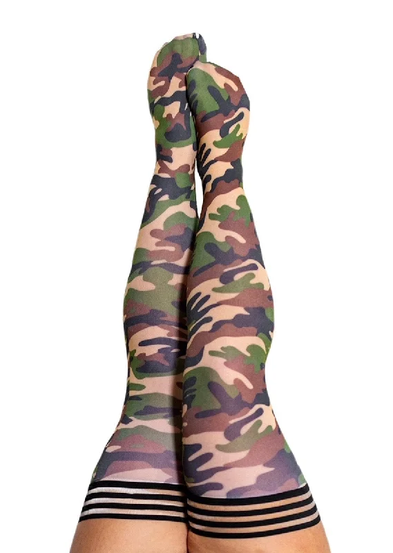 Alex: Camo Thigh Highs. Petite to Plus Size.