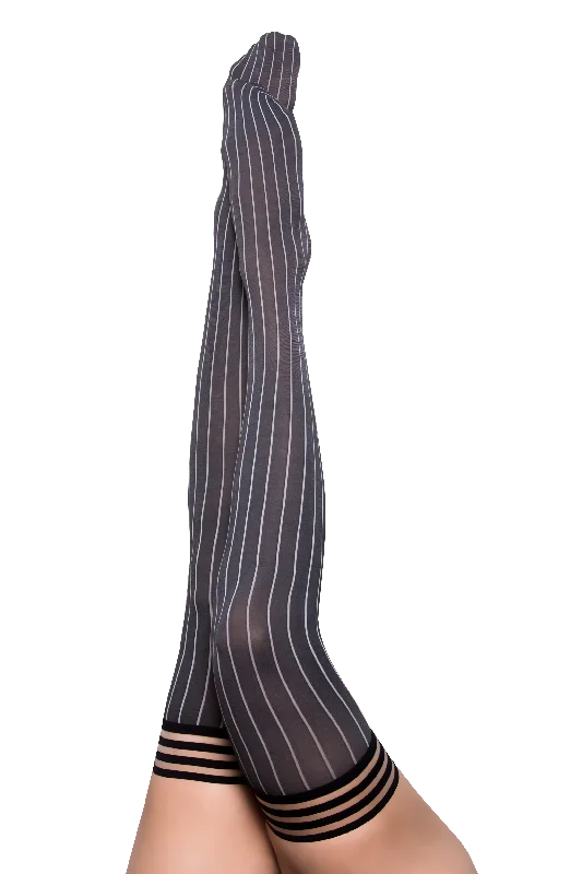 Annabelle: All Work, All Play Pinstripe Thigh Highs. Petite to Plus Size