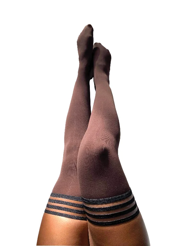 Autumn: Chocolate Opaque Thigh Highs. Petite to Plus Size