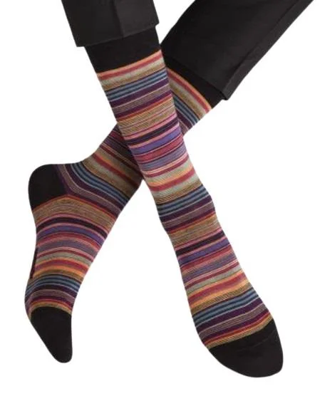 Bleuforet Men's Collection Finely Striped Cotton Socks